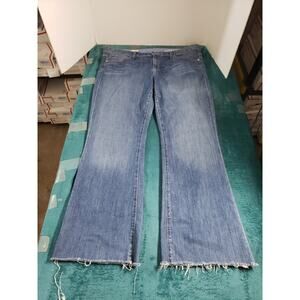 Gap Jeans Size 14 Womens Blue Denim Fray Hem Pants Ladies Mid Rise Long & Lean